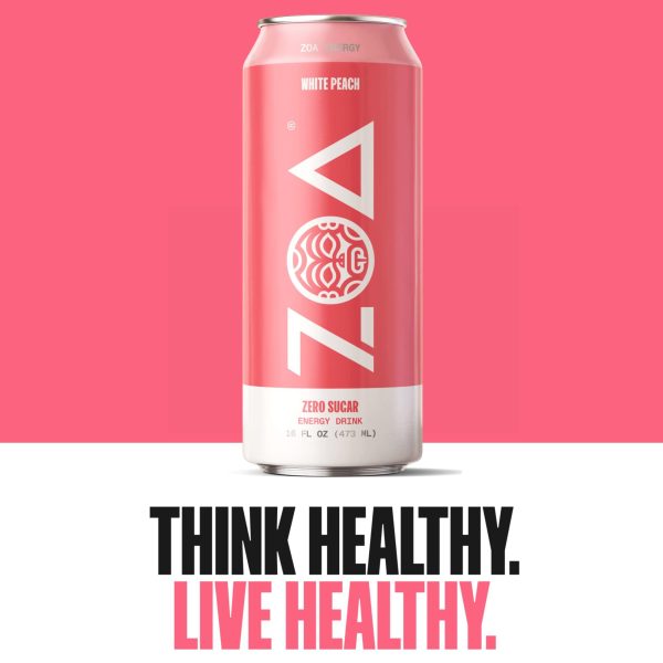 The white peach flavor of the ZOA zero sugar drink.