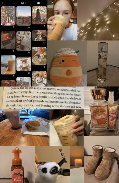 A collage of my fall so far, including various pumpkin spice lattes and fall scents.
