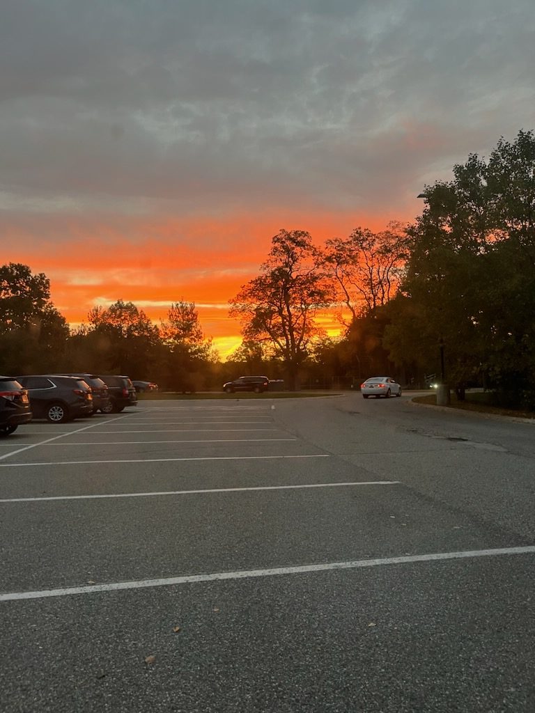 The sunrise a few weeks ago in the front of the school.