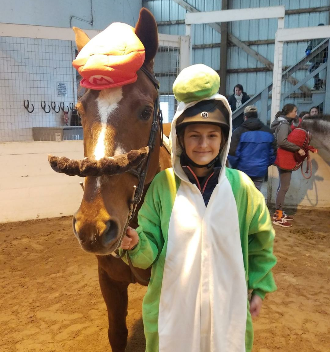 My horse and I dressed up as Mario and Luigi, which are some of my favorite comforting cartoon characters.