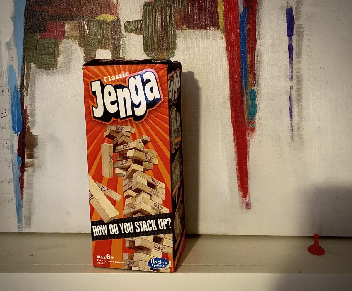 Jenga is one of many board games that fills the shelves in my homes family room.