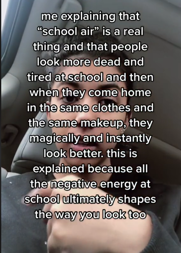 One of the possible explanations for school air by a TikTok user.