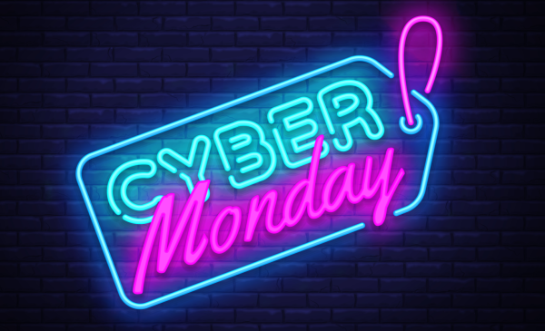 a promotional sign for Cyber Monday to get more people excited about the online sales