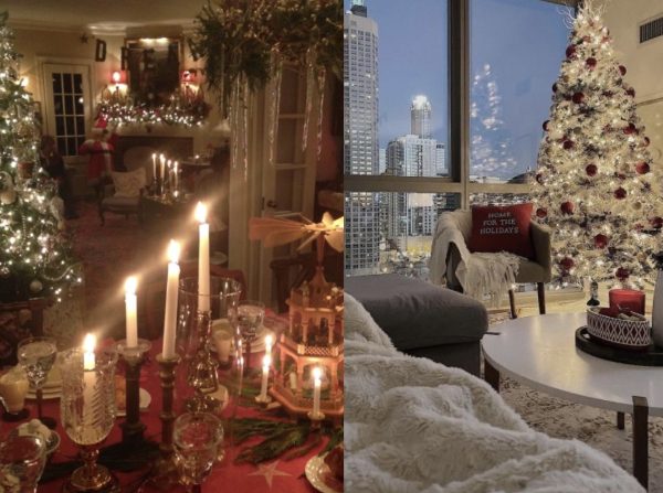 examples of the warm aesthetic and the cold aesthetic for Christmas