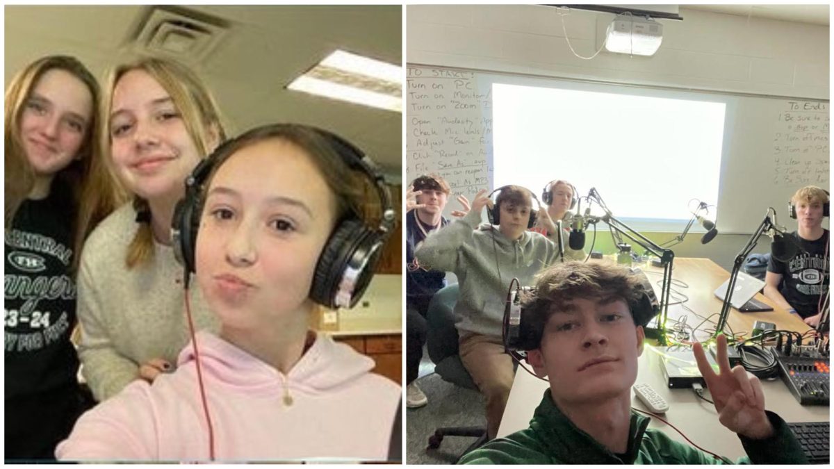 A photo of the people who run the two school podcasts: FHC Sports Report and The Central Scoop