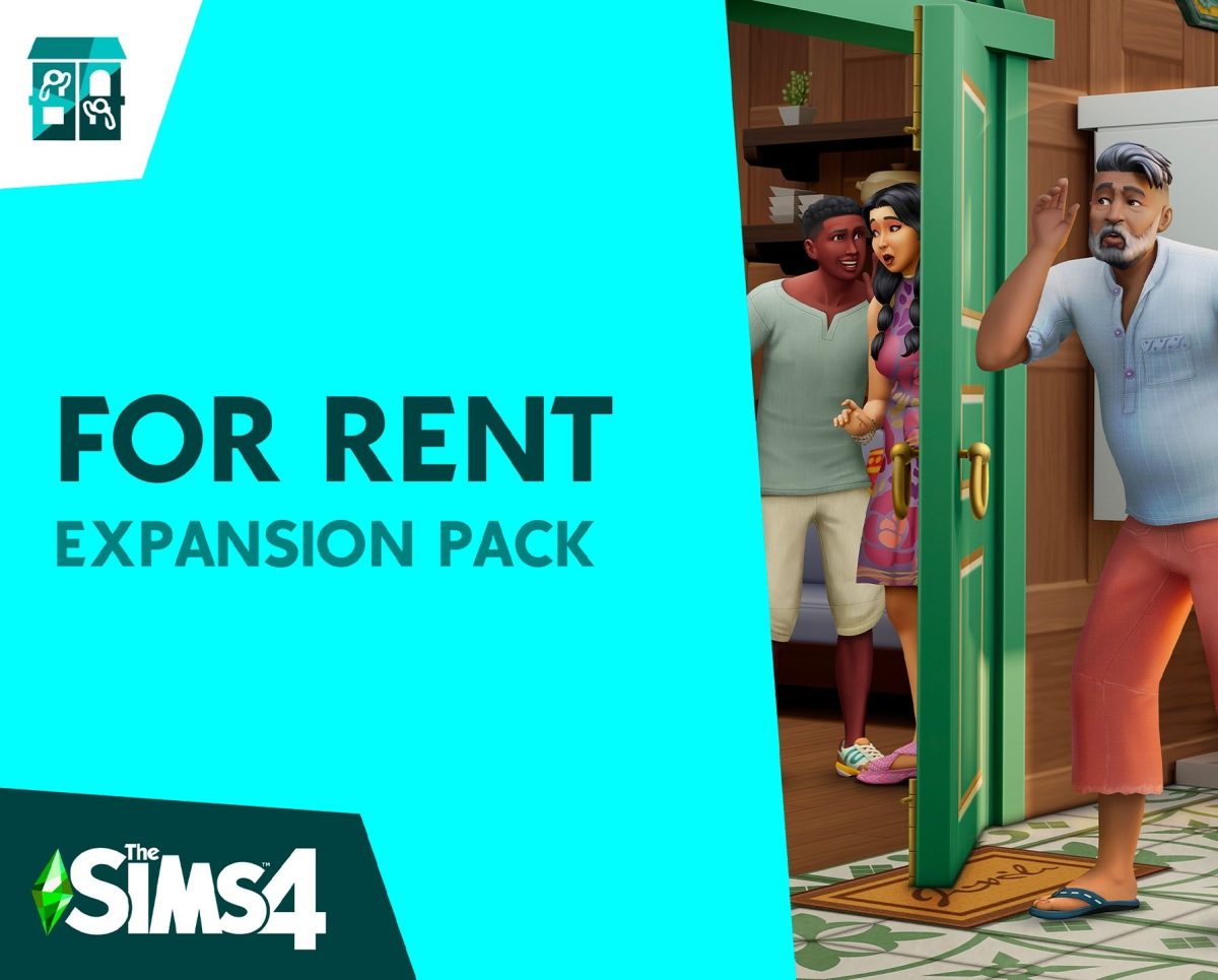The cover for the new Sims 4 expansion pack, For Rent
