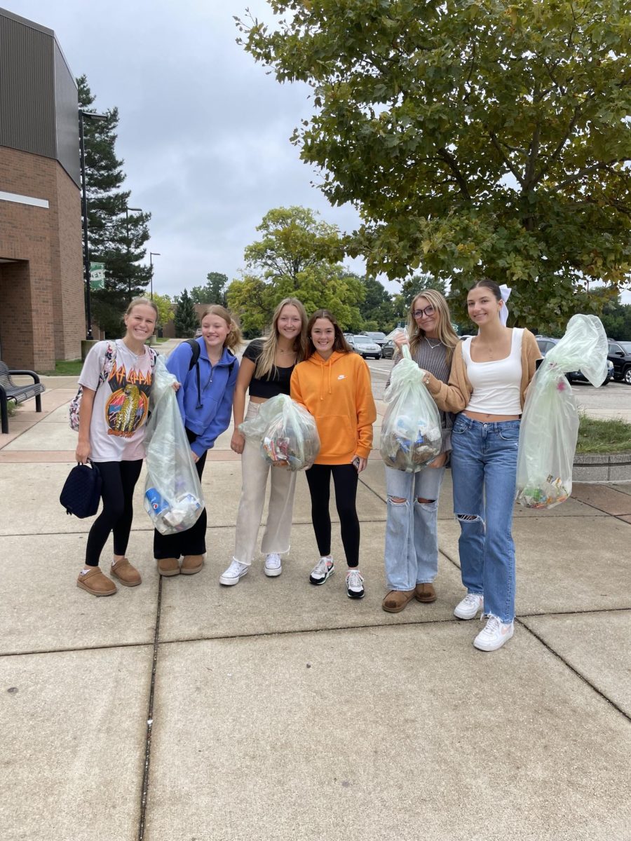Members of the environmental club at one of their cleanups last fall.