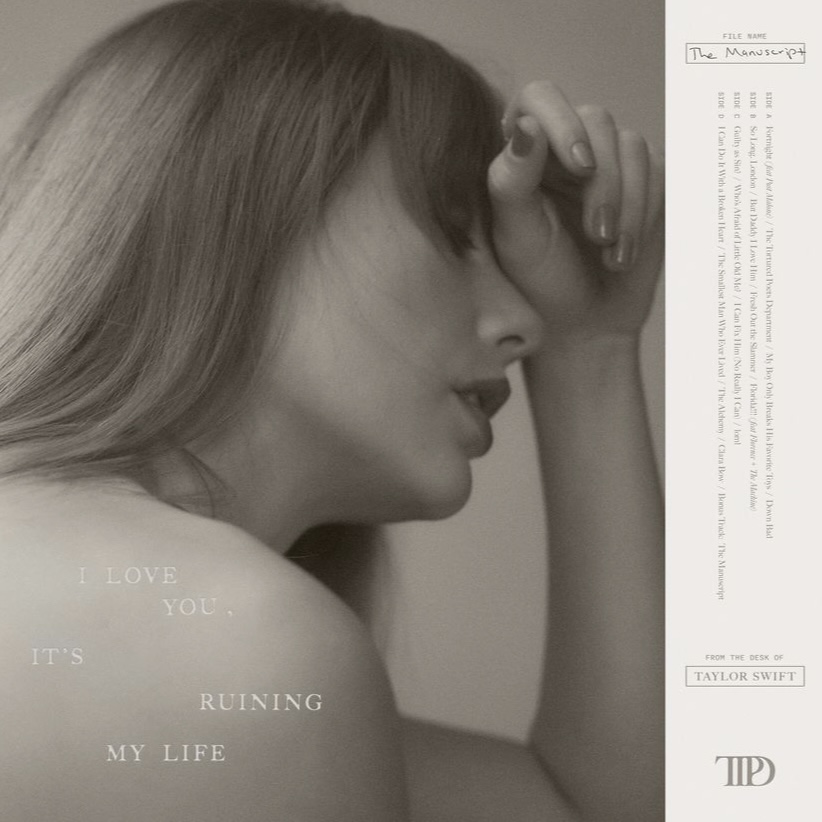 The back cover for Taylor Swifts upcoming album, containing the tracklist.