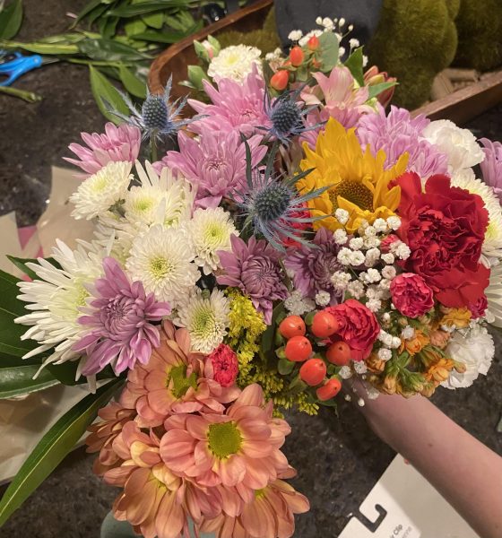 a picture of my friends and I bouquets this year 
