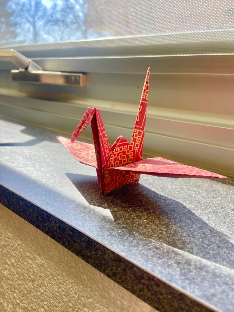 One of the many paper cranes I have succeeded to fold