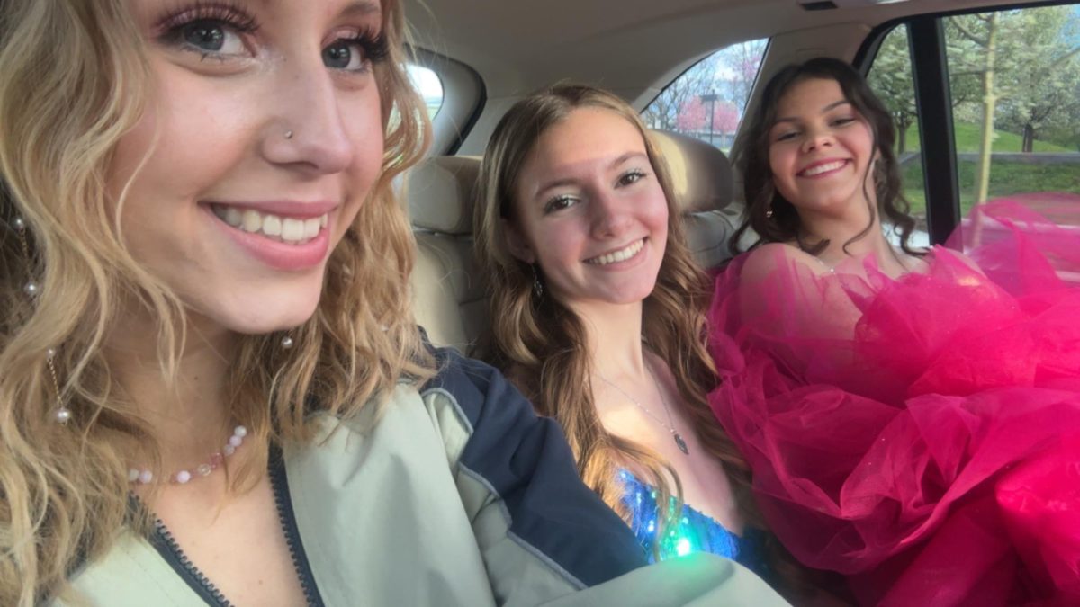 Me, Meghan Bonney, and Berkleigh Blackport on our way to the dance.