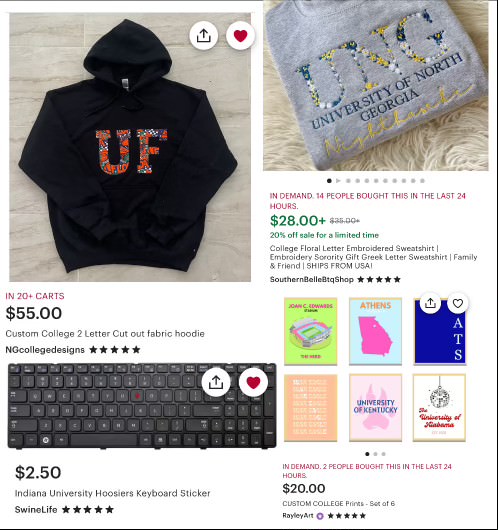 These are some of my favorite custom finds for colleges on Etsy.