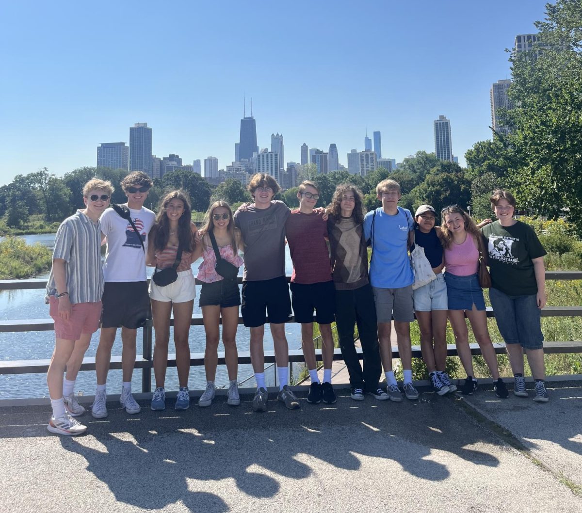 A picture of the improv team in Chicago during their summer trip.