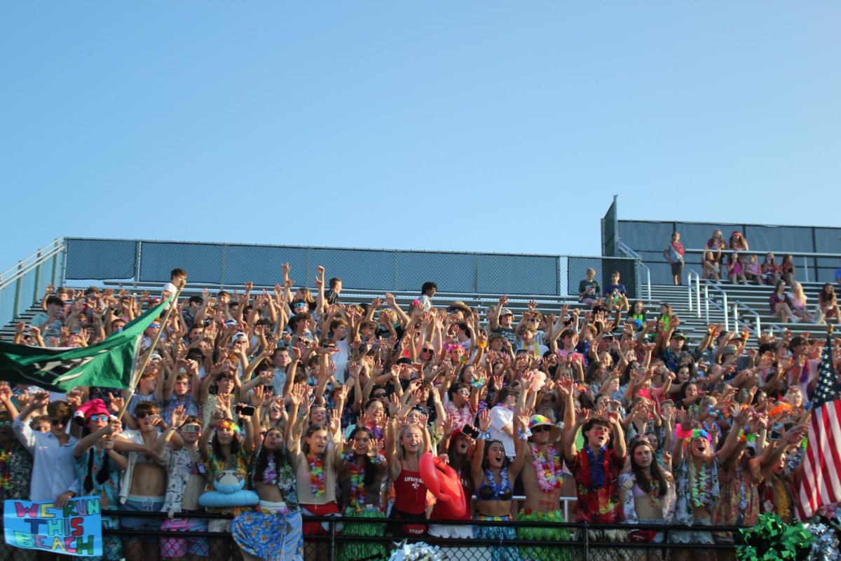 The senior class cheering for our team at this years' first football game.