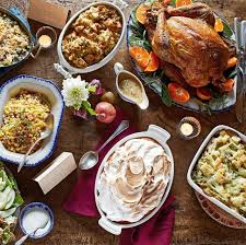 A Thanksgiving dinner spread