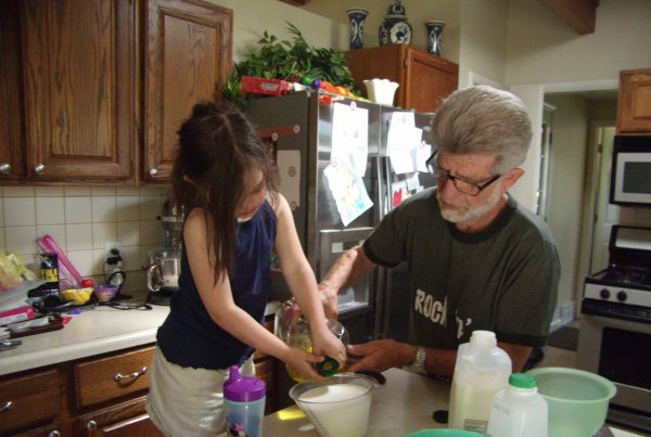 My Opa teaching me how to bake his famous bread.