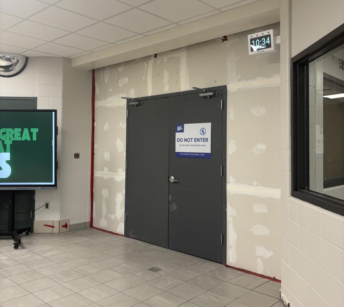 All around the school students are greeted by temporary construction walls.