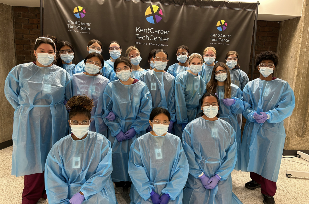 Hayden and other Kent Career Technical Center students on a medical-related field trip.