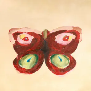 The fluttering album cover of "patching" perfectly encapsulates the theme of metamorphosis with a graceful, imperfect butterfly.